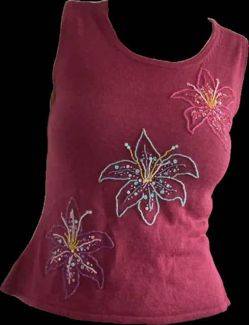 Top with beaded lilies