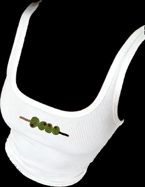 Tank top with beaded olives