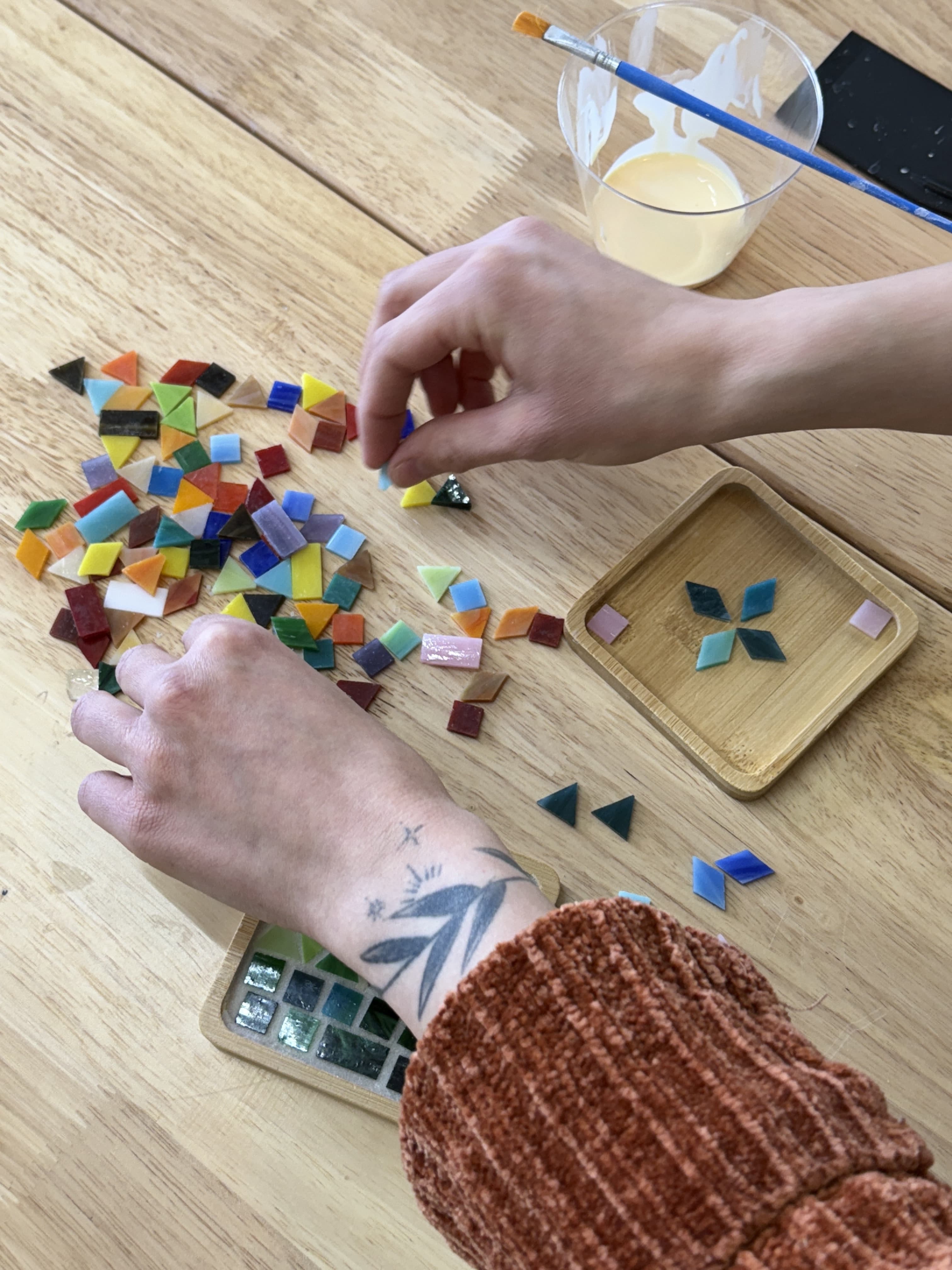Finished mosaic coasters