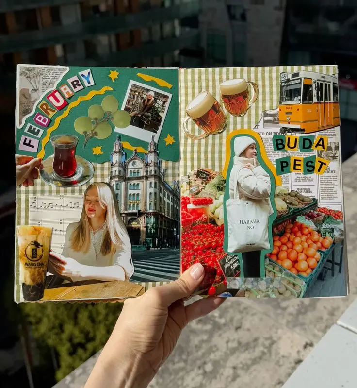 Finished collage journal spread
