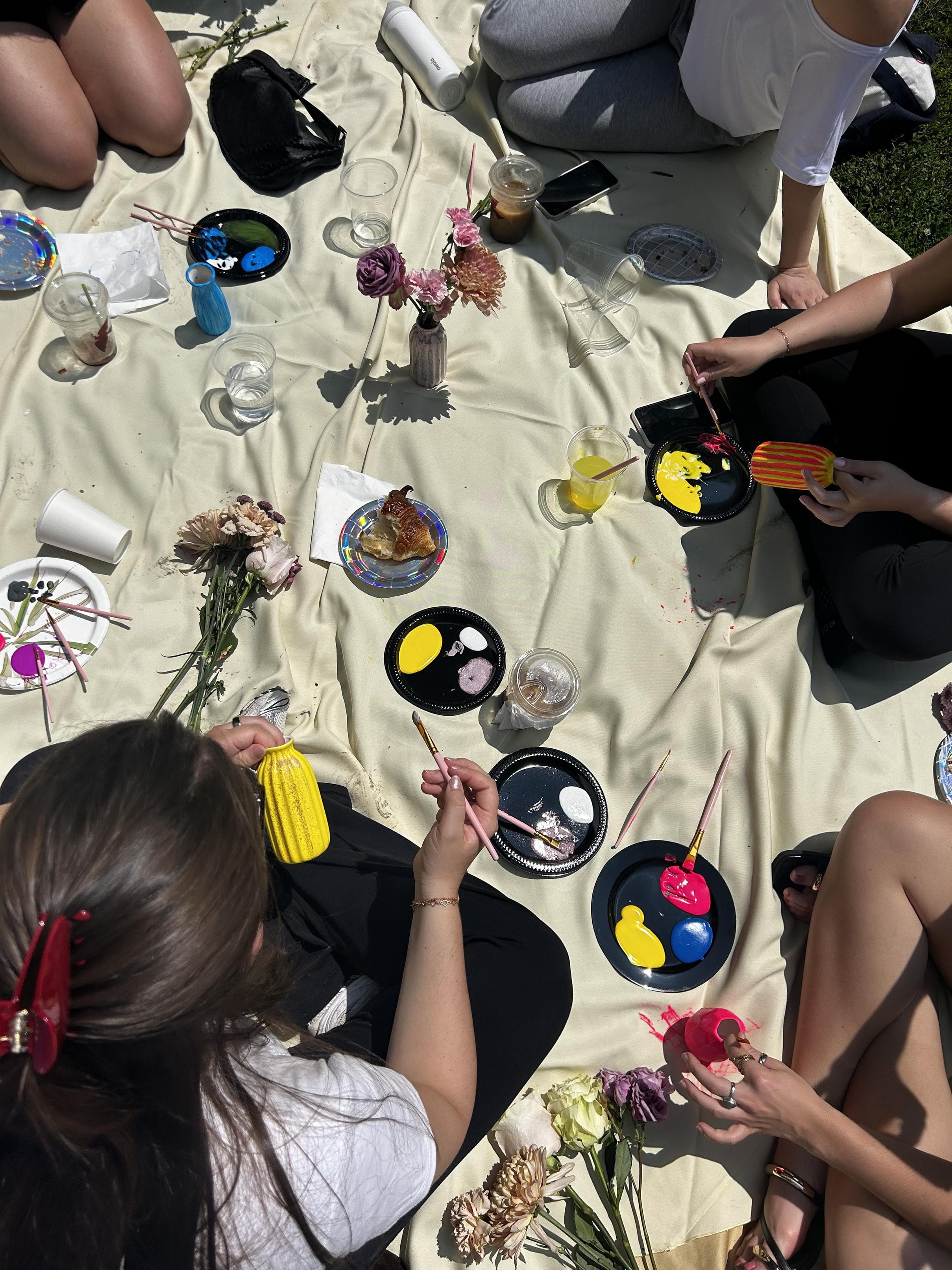 Workshop participants making art